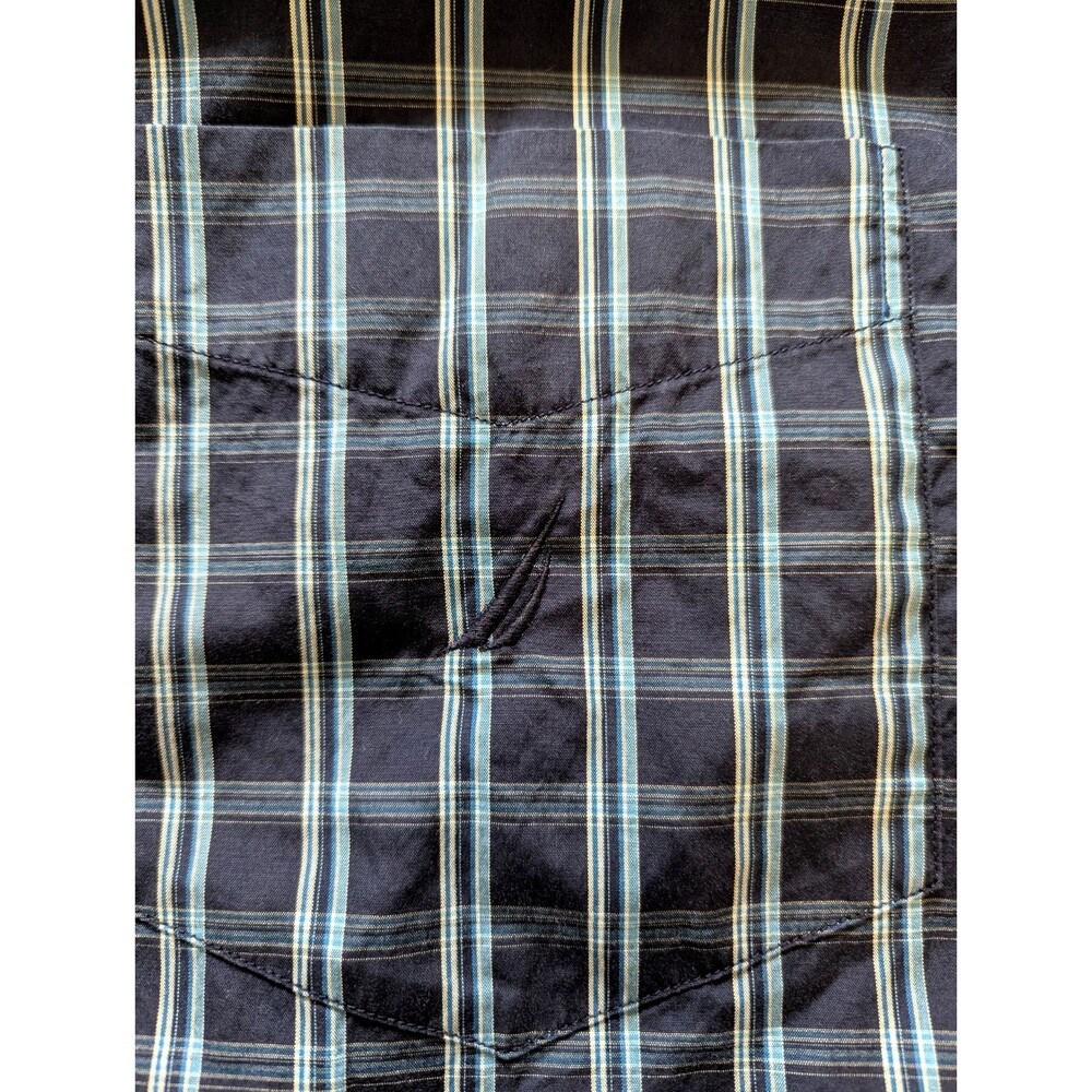Nautica Men XL Blue White Plaid Button Down Short Sleeve Navtech Classic NWT - Picture 8 of 11